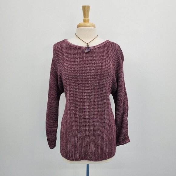 Pure Jill J. Jill Womens Purple Heather Pullover Knit Sweater Size L Petite - Picture 1 of 15